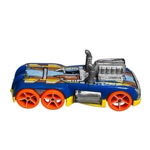 Hot Wheels Semi Psycho Blue 2005 Diecast 1:64 Orange Wheels 3 Axle Truck Vehicle